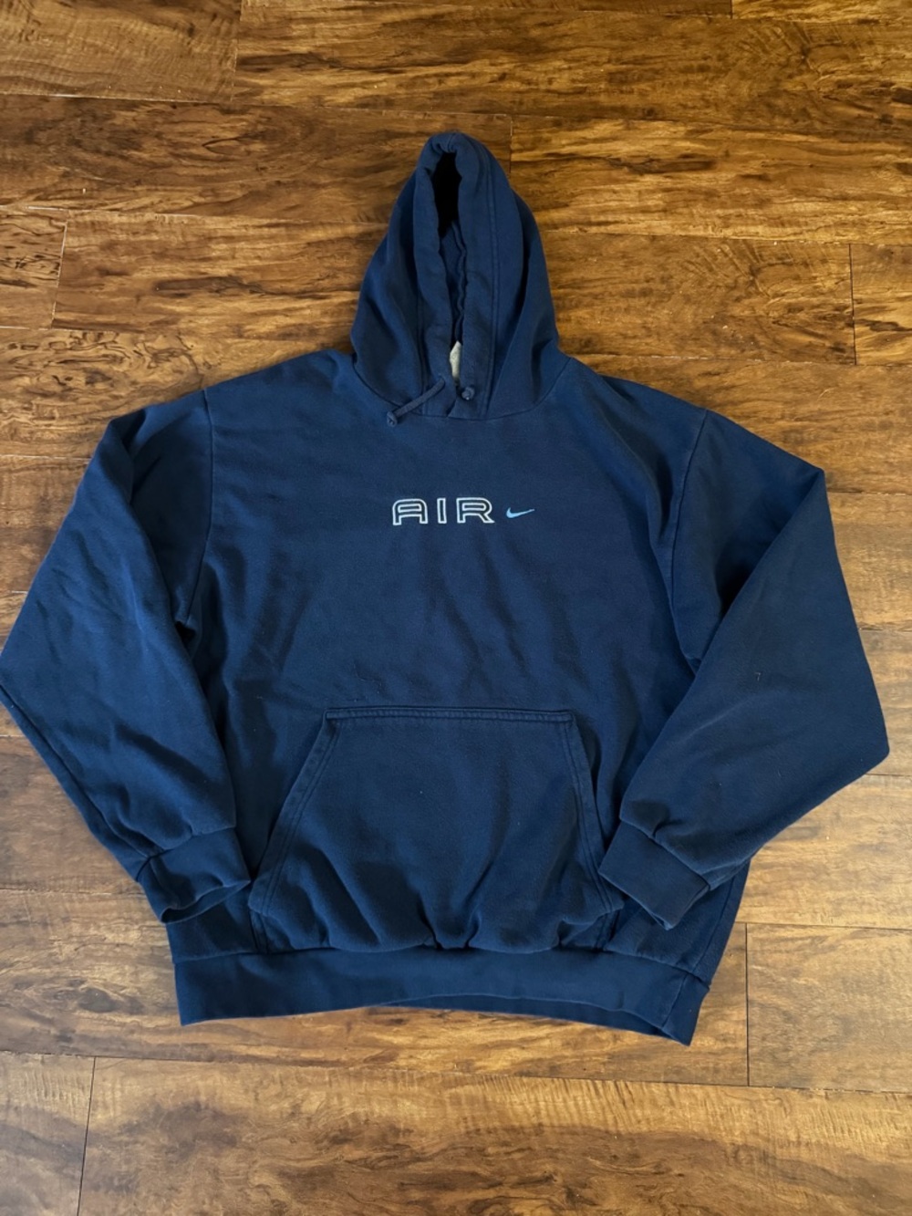 Vintage Nike Air Center Swoosh Hoodie Navy Blue Sz L made in Mexico